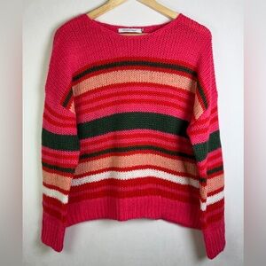 Stitches & Stripes Women’s Chunky Knit Striped Preppy Academia Sweater Sz M